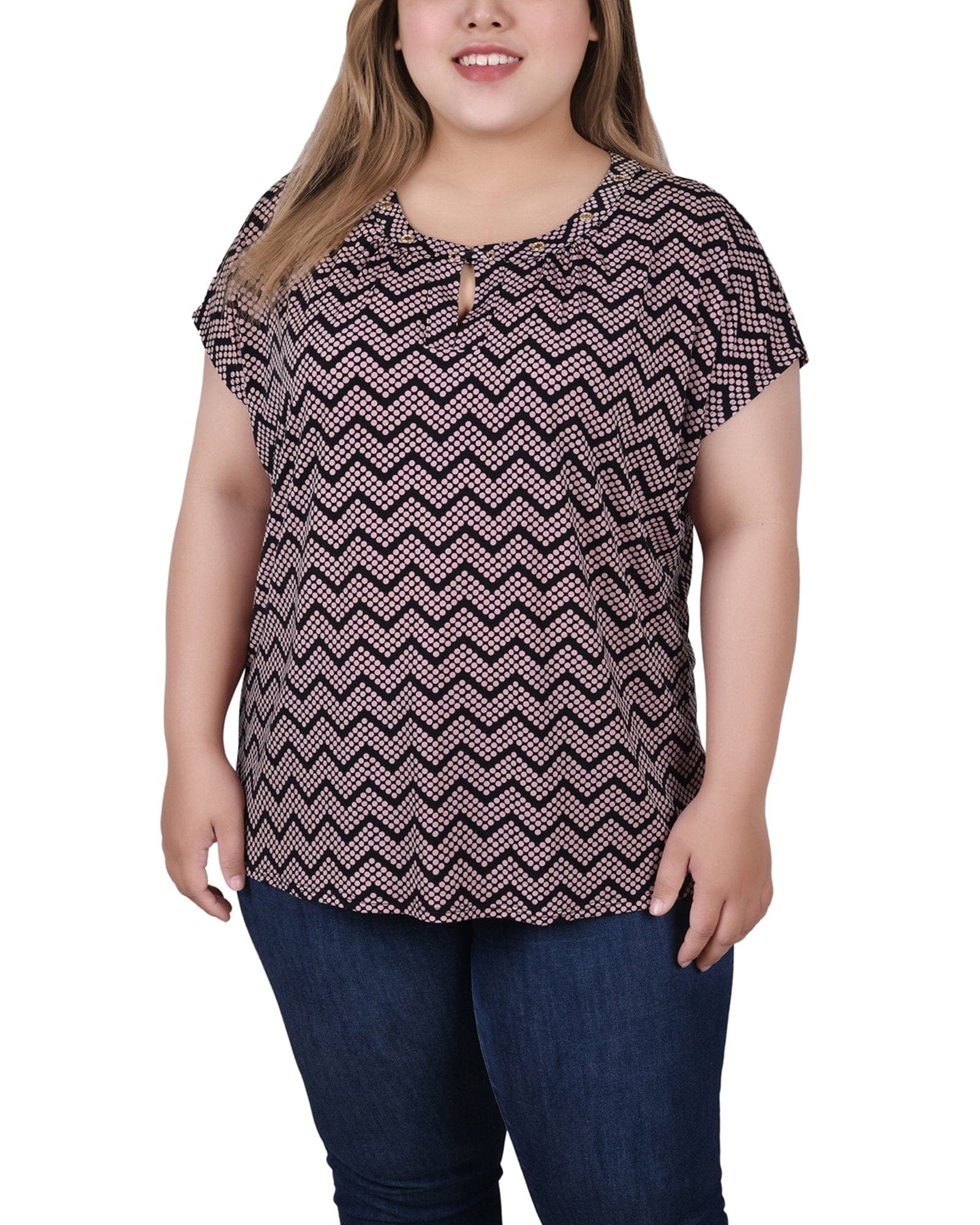 Plus Size Extended Sleeve Top with Grommets