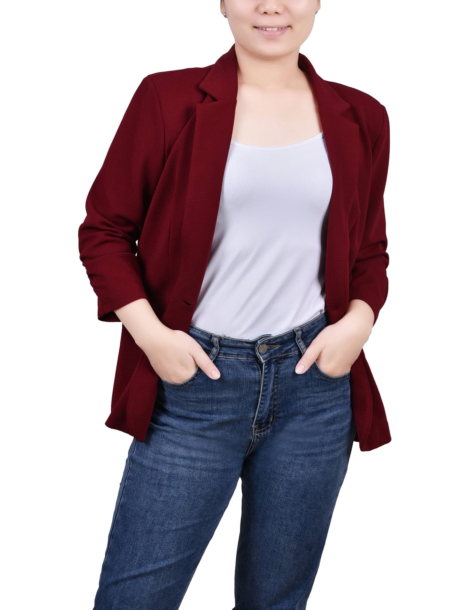 Plus Size Long Sleeve Scuba Crepe Jacket