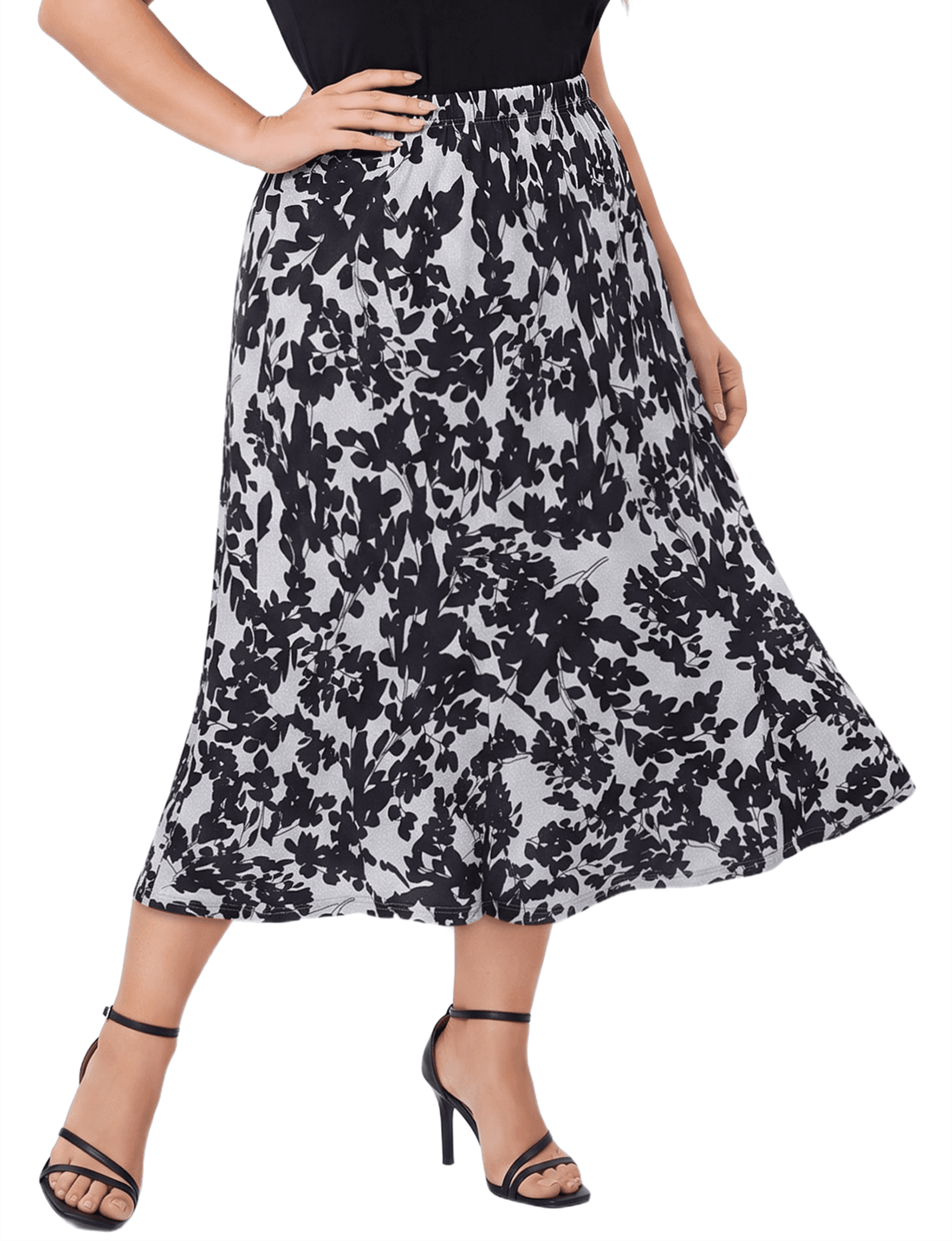 Plus Size Hacci a-Line Skirt with Godets