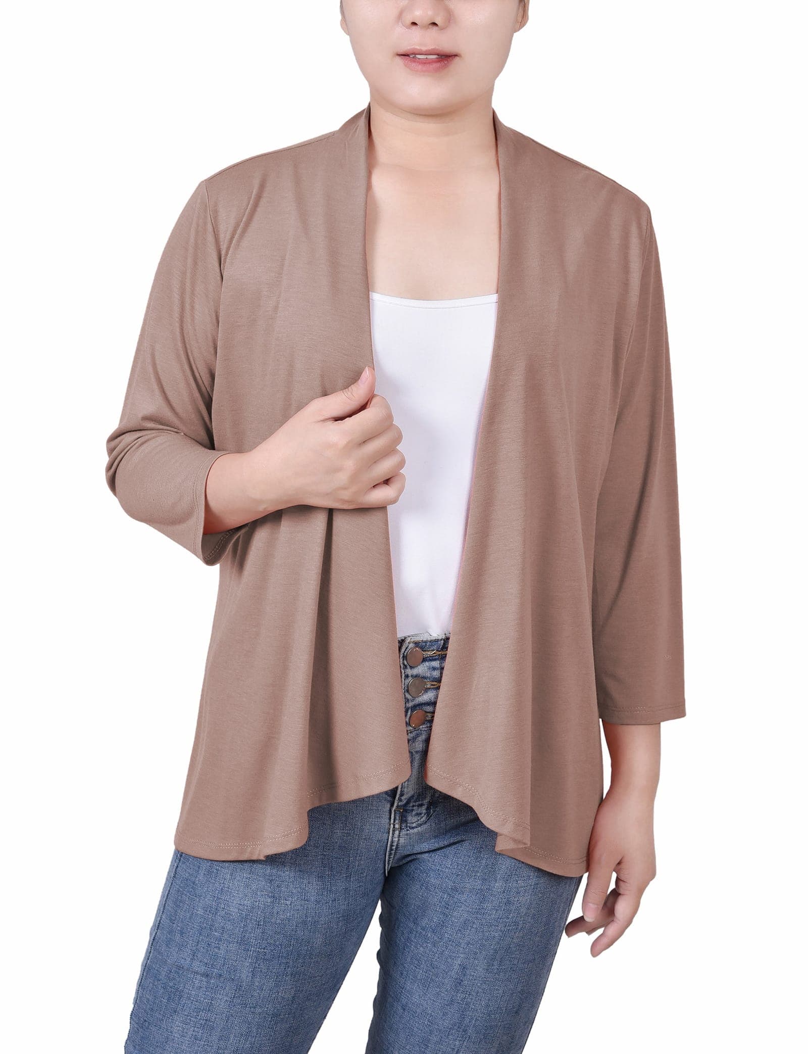 Solid 3/4 Sleeve Cardigan