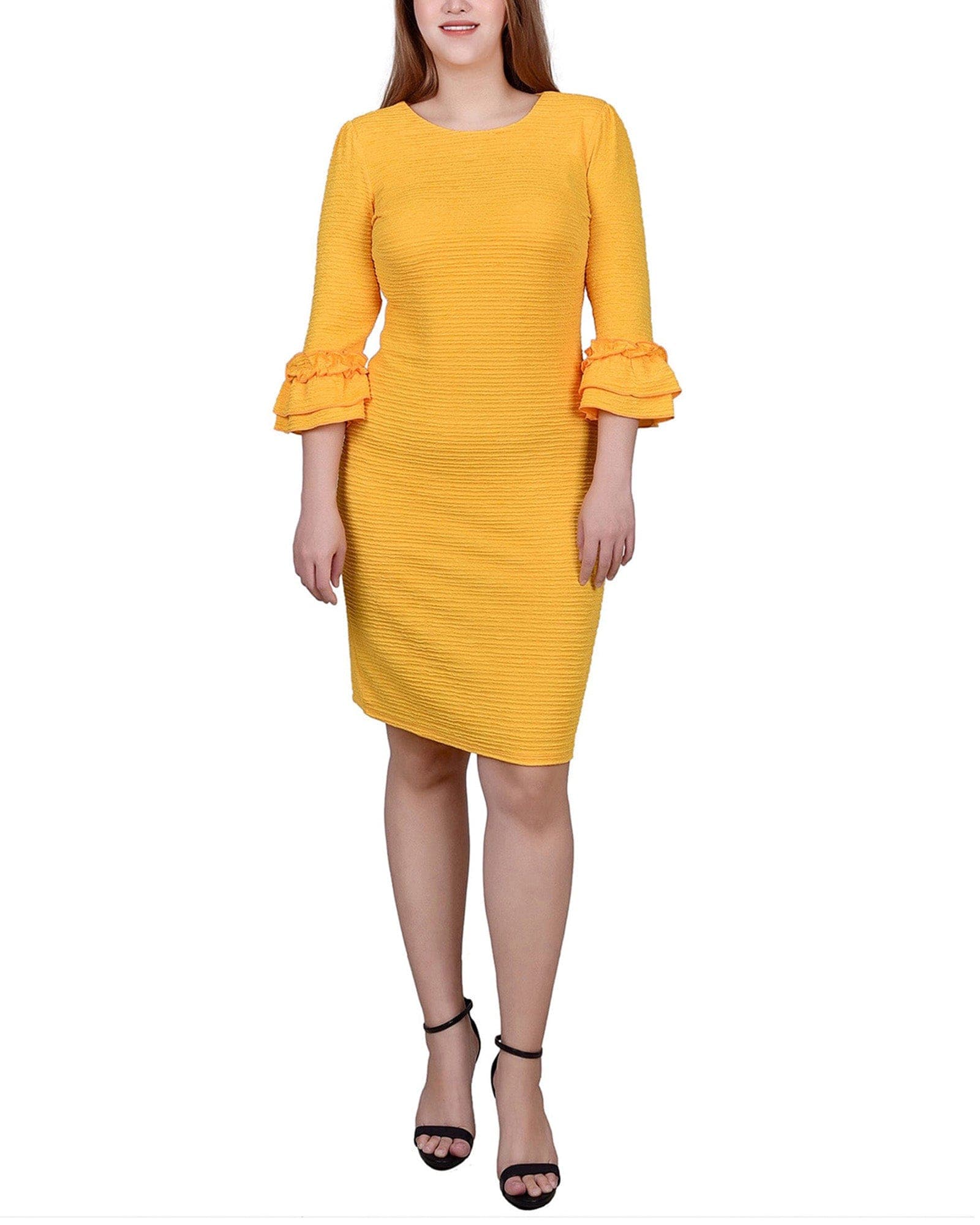 Petite 3/4 Sleeve Textured Knit Dress