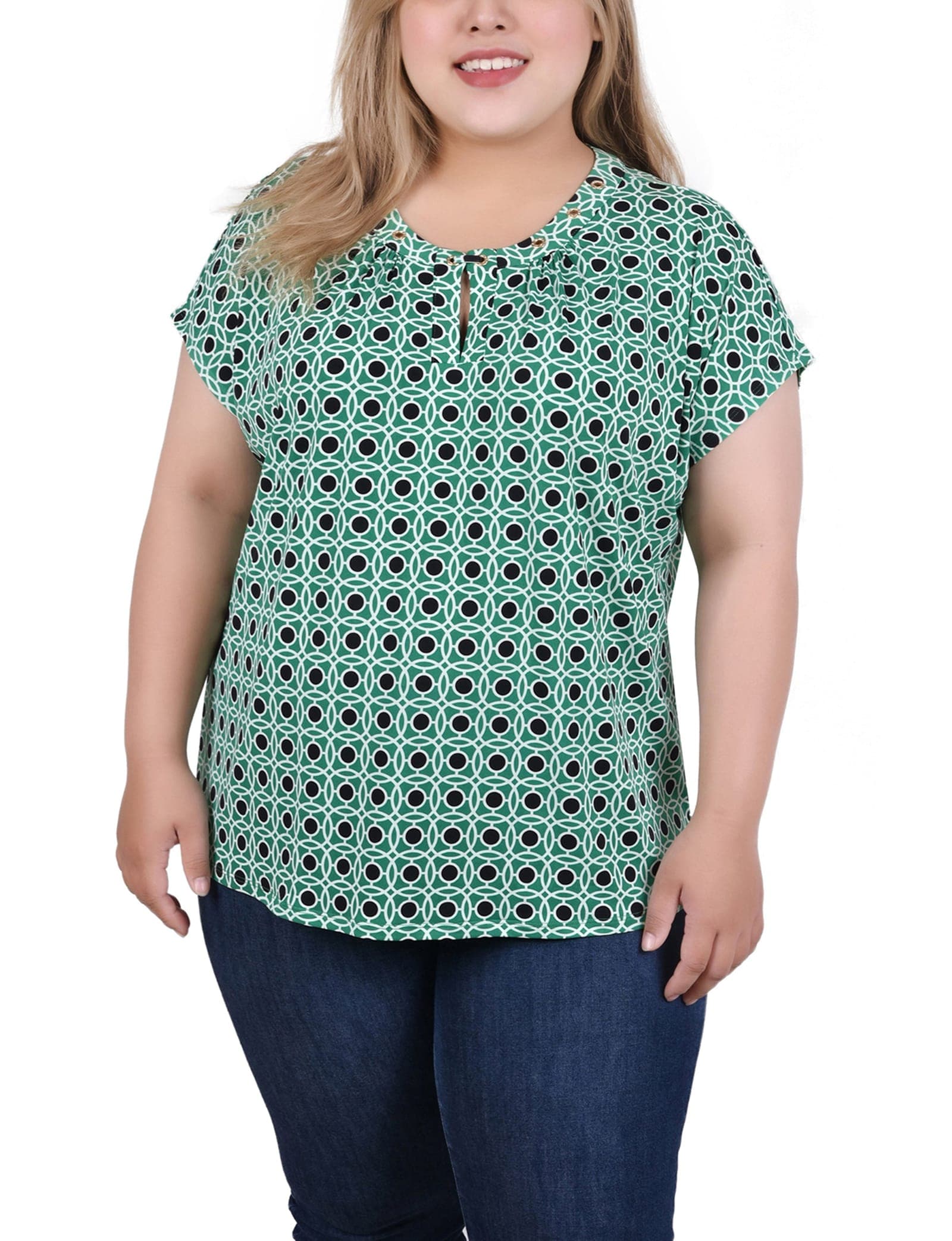 Plus Size Extended Sleeve Top with Grommets