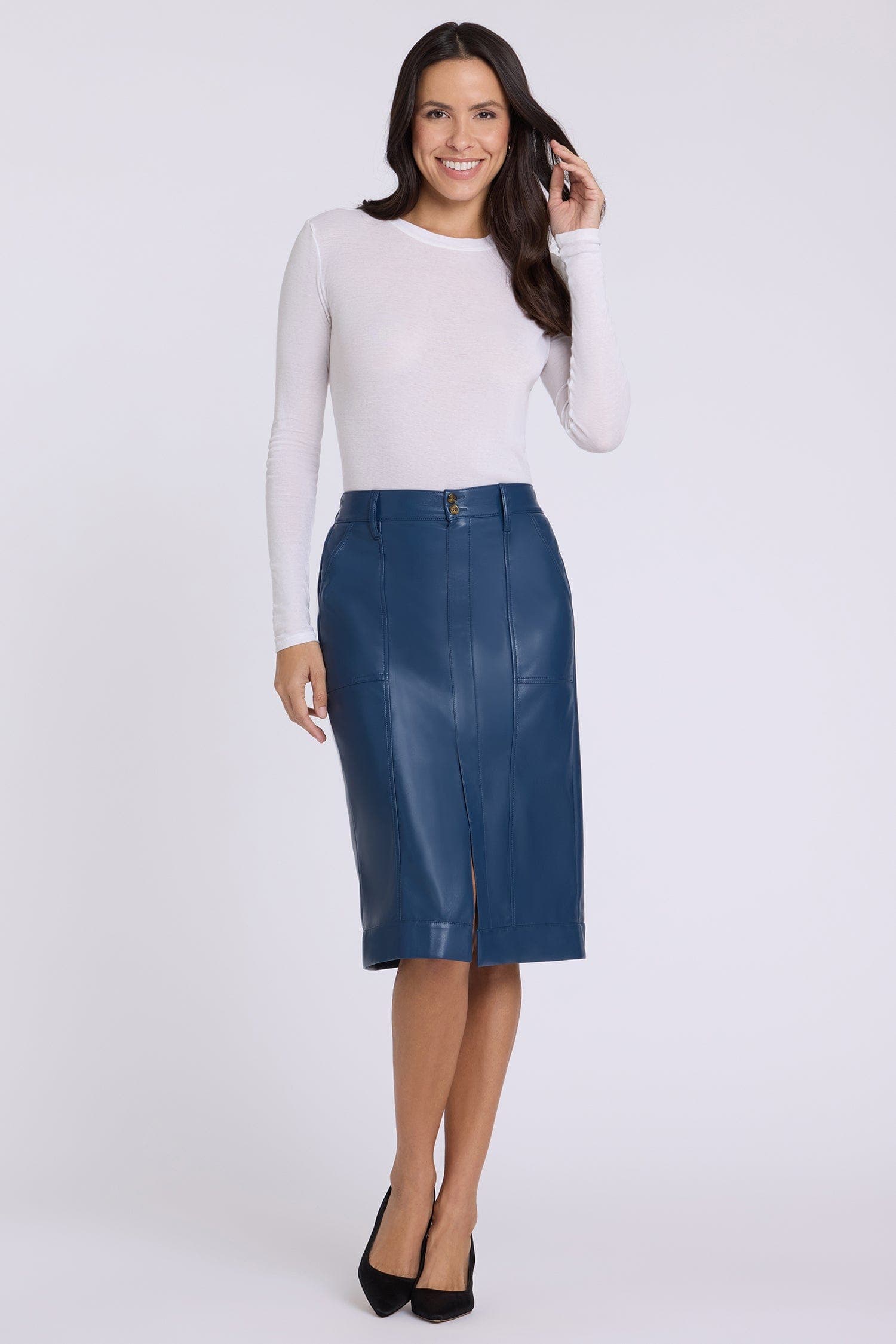 Vegan Stretch Leather Utility Skirt