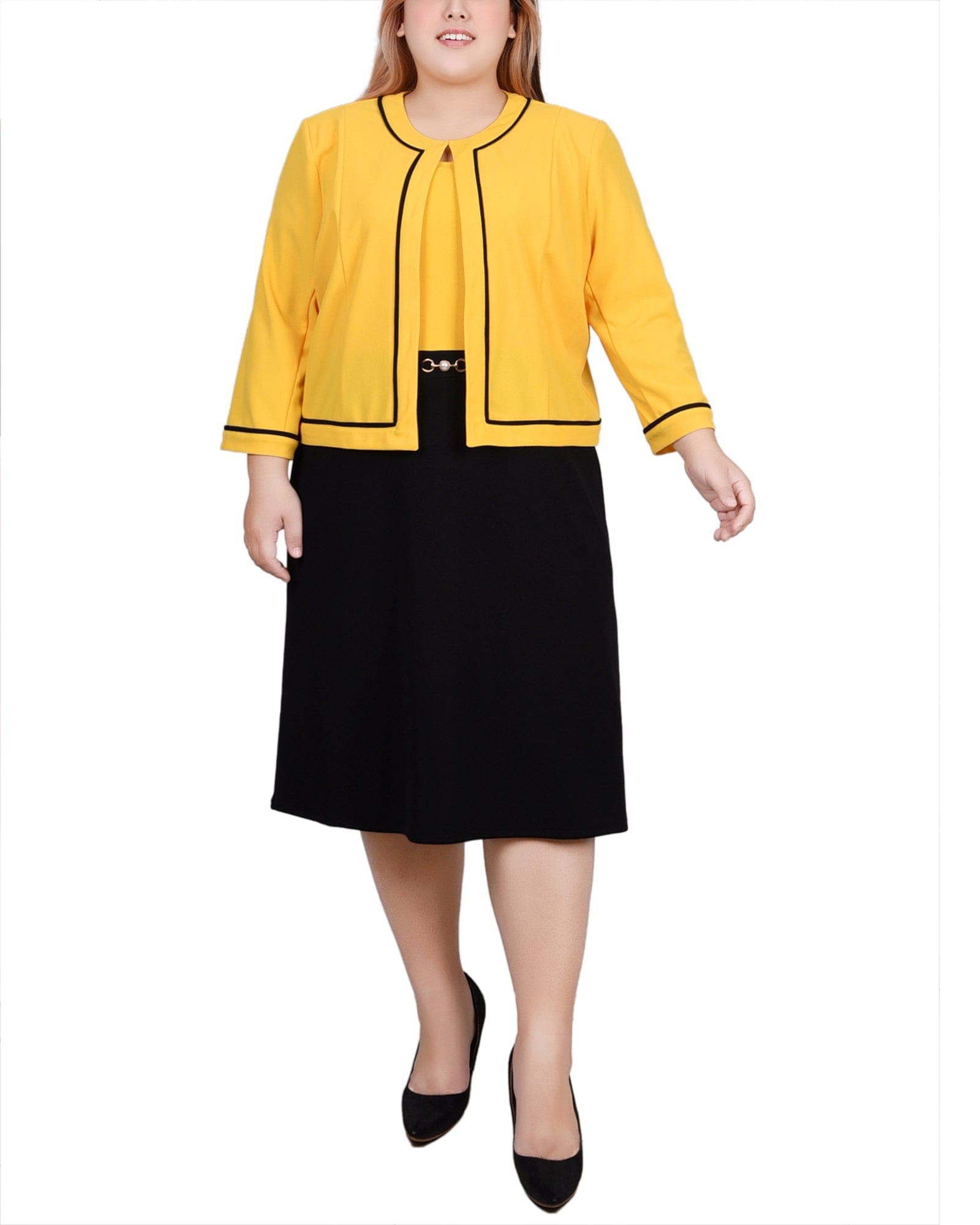 Plus Size 3/4 Sleeve 2 Piece Dress Set