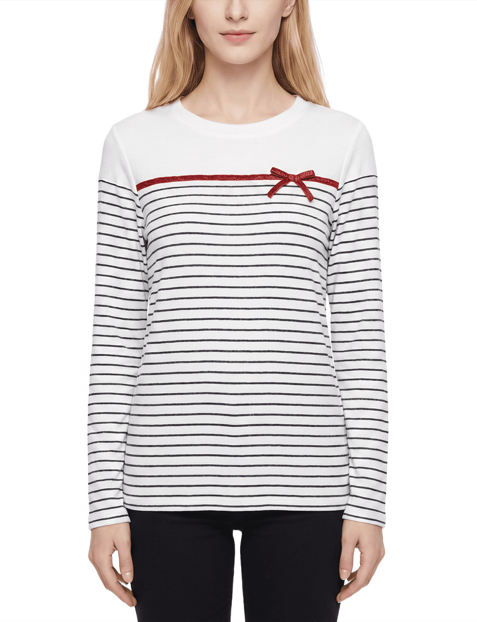 Long Sleeve Ribbon Design Pullover Top
