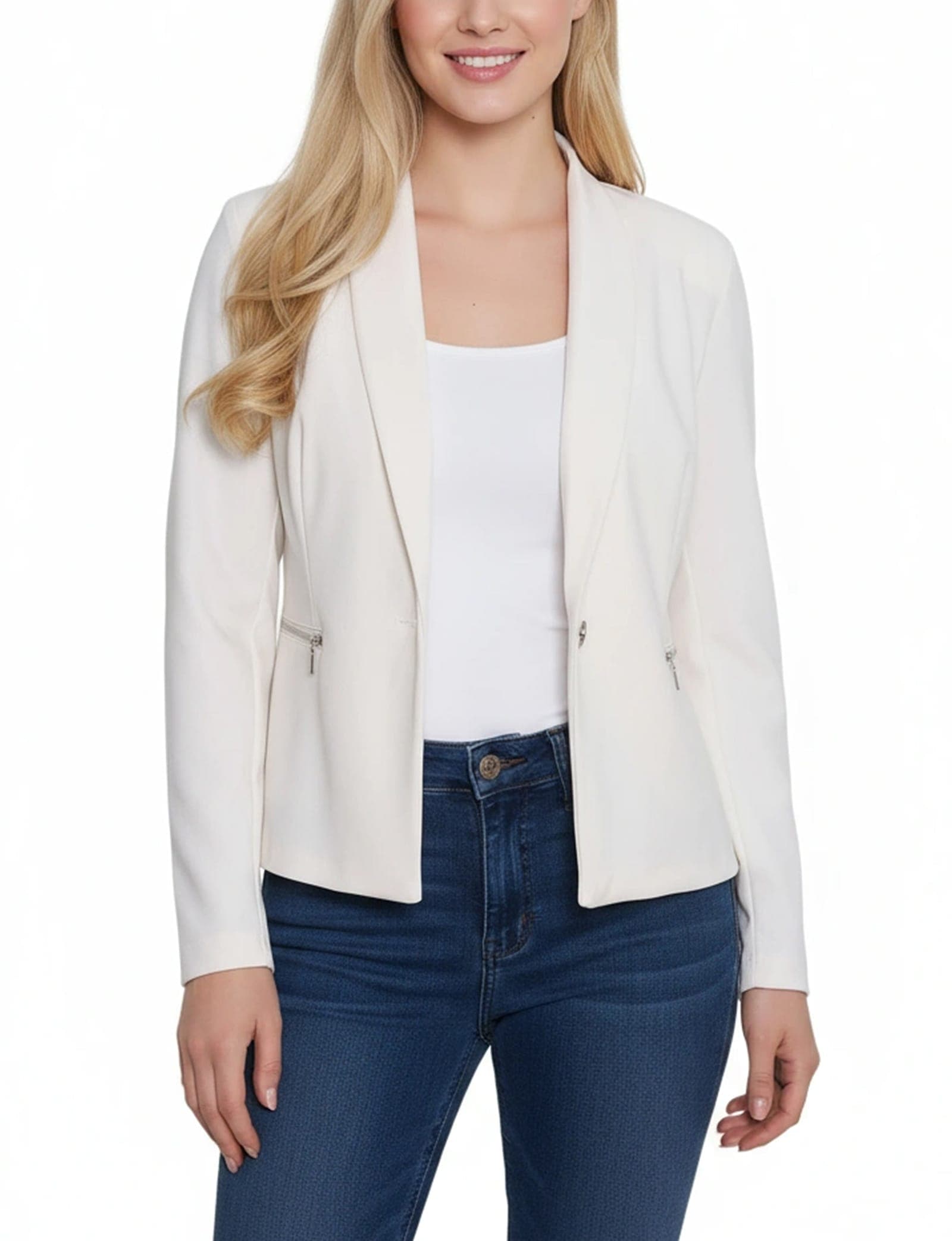 Petite Cropped Long Sleeve Crepe Jacket