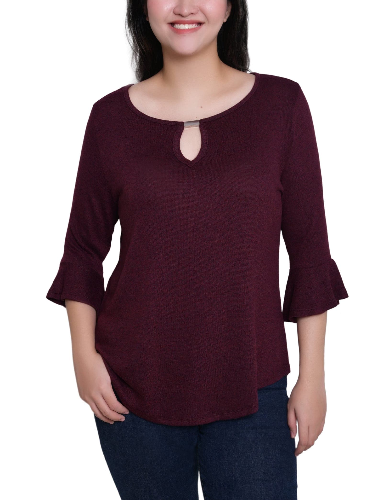 3/4 Bell Sleeve Top with Hardware