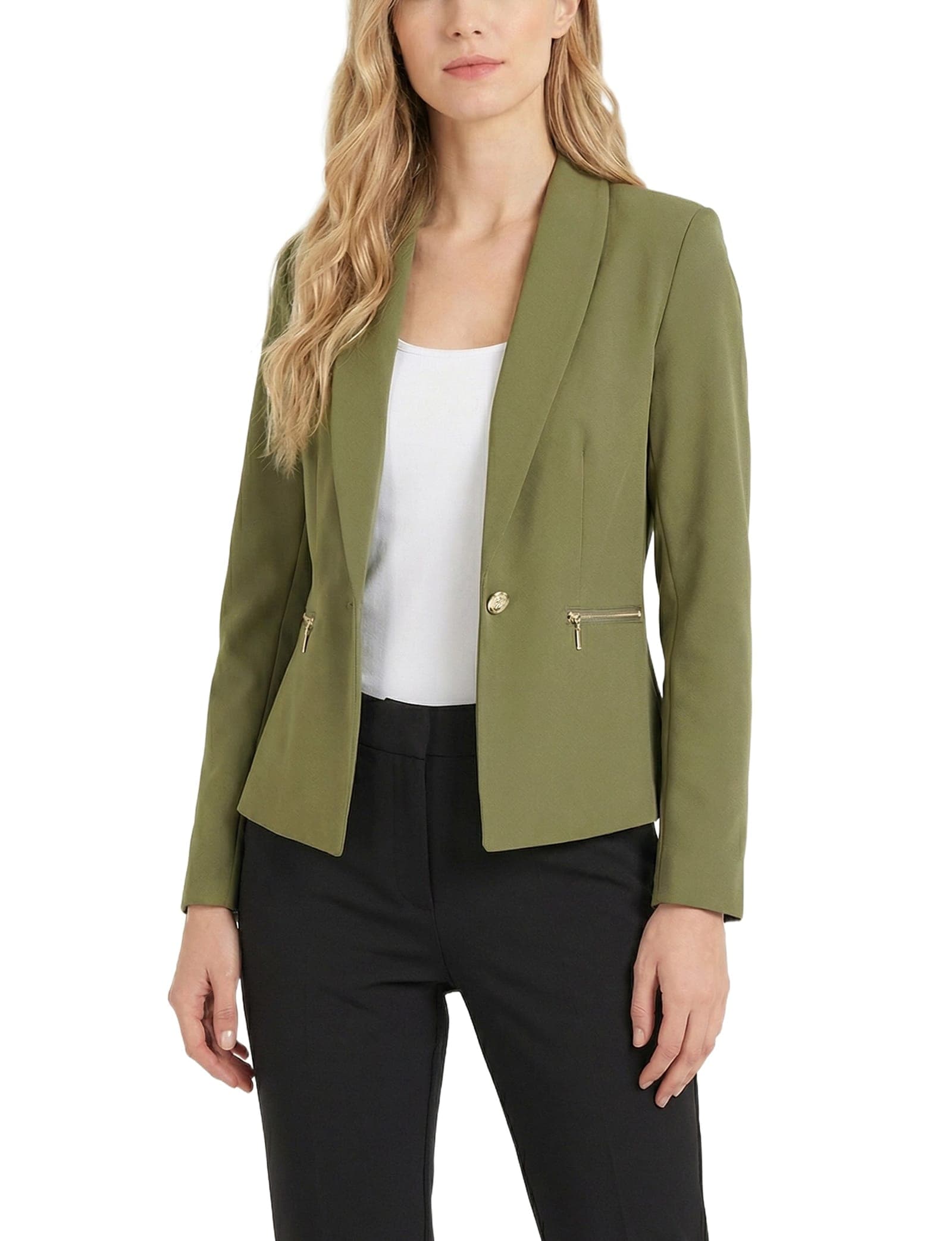 Petite Cropped Long Sleeve Crepe Jacket
