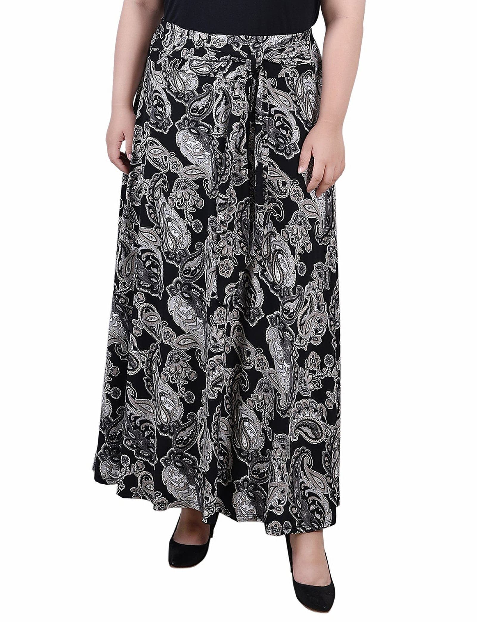 Plus Size Maxi Skirt with Sash Waist Tie