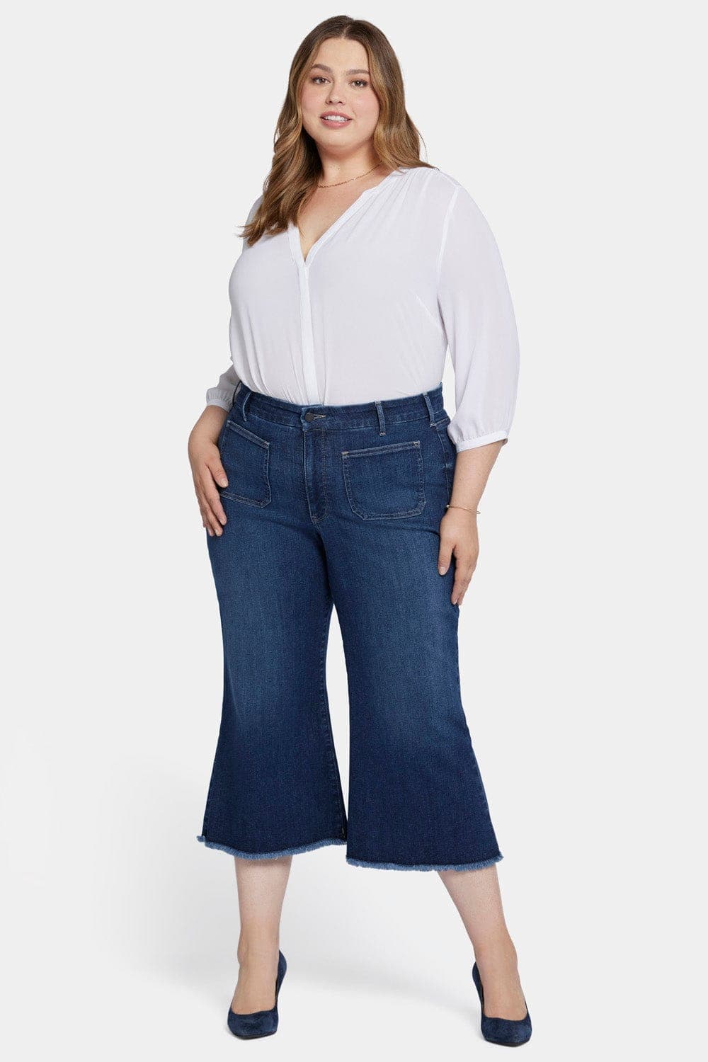 Patchie Wide Leg Capri Jeans in Plus Size