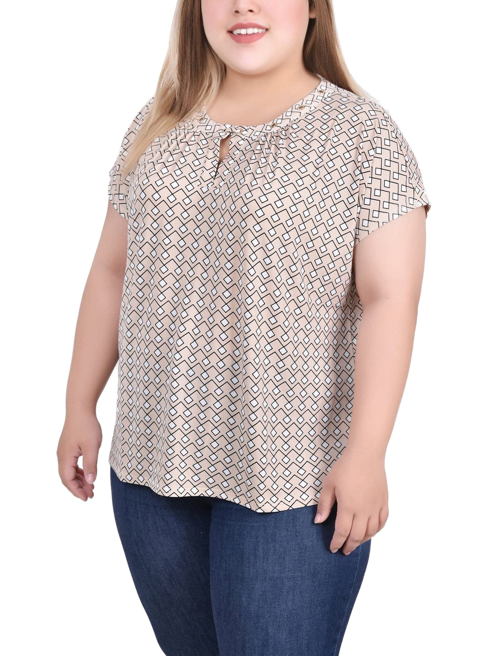Plus Size Extended Sleeve Top with Grommets