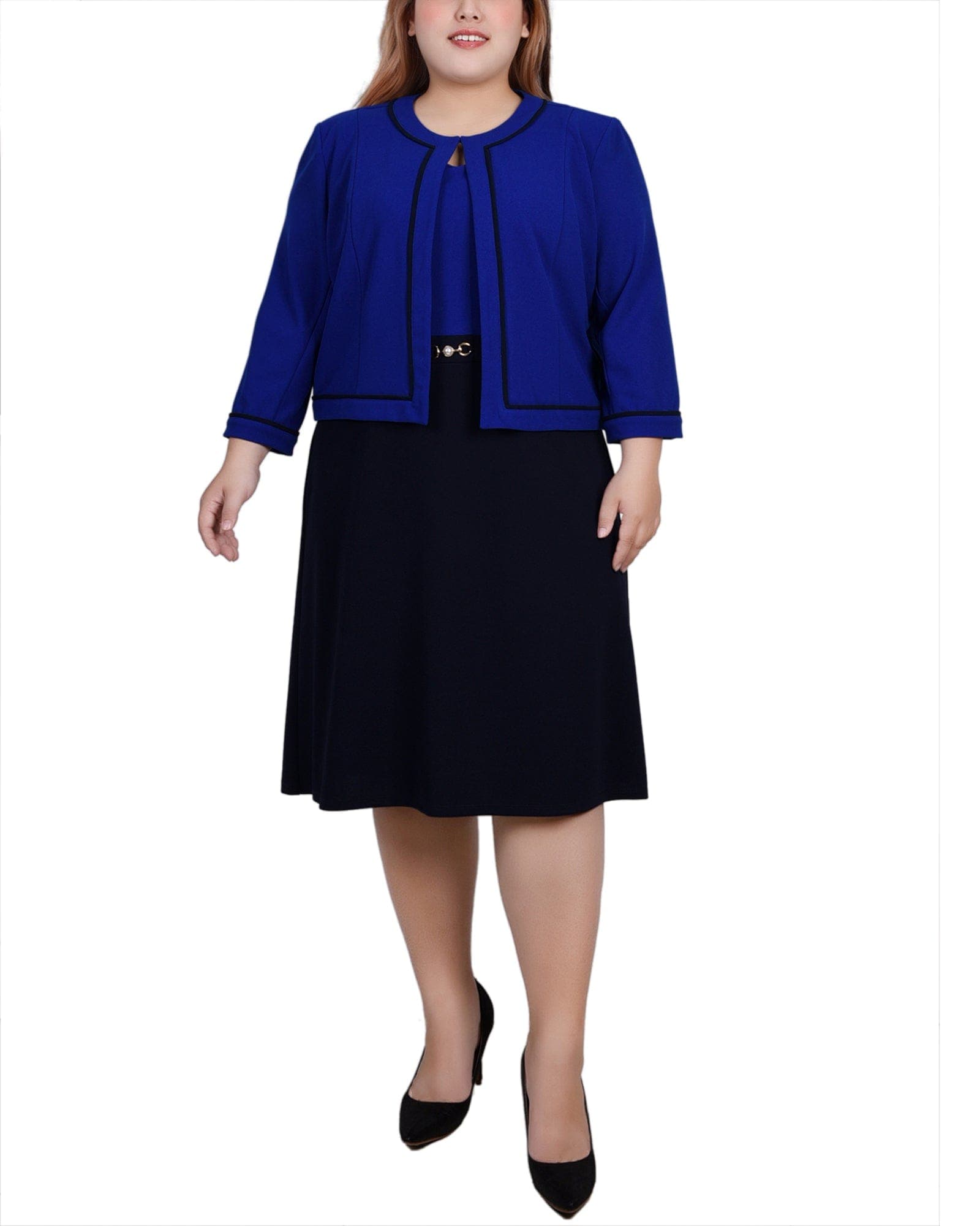 Plus Size 3/4 Sleeve 2 Piece Dress Set