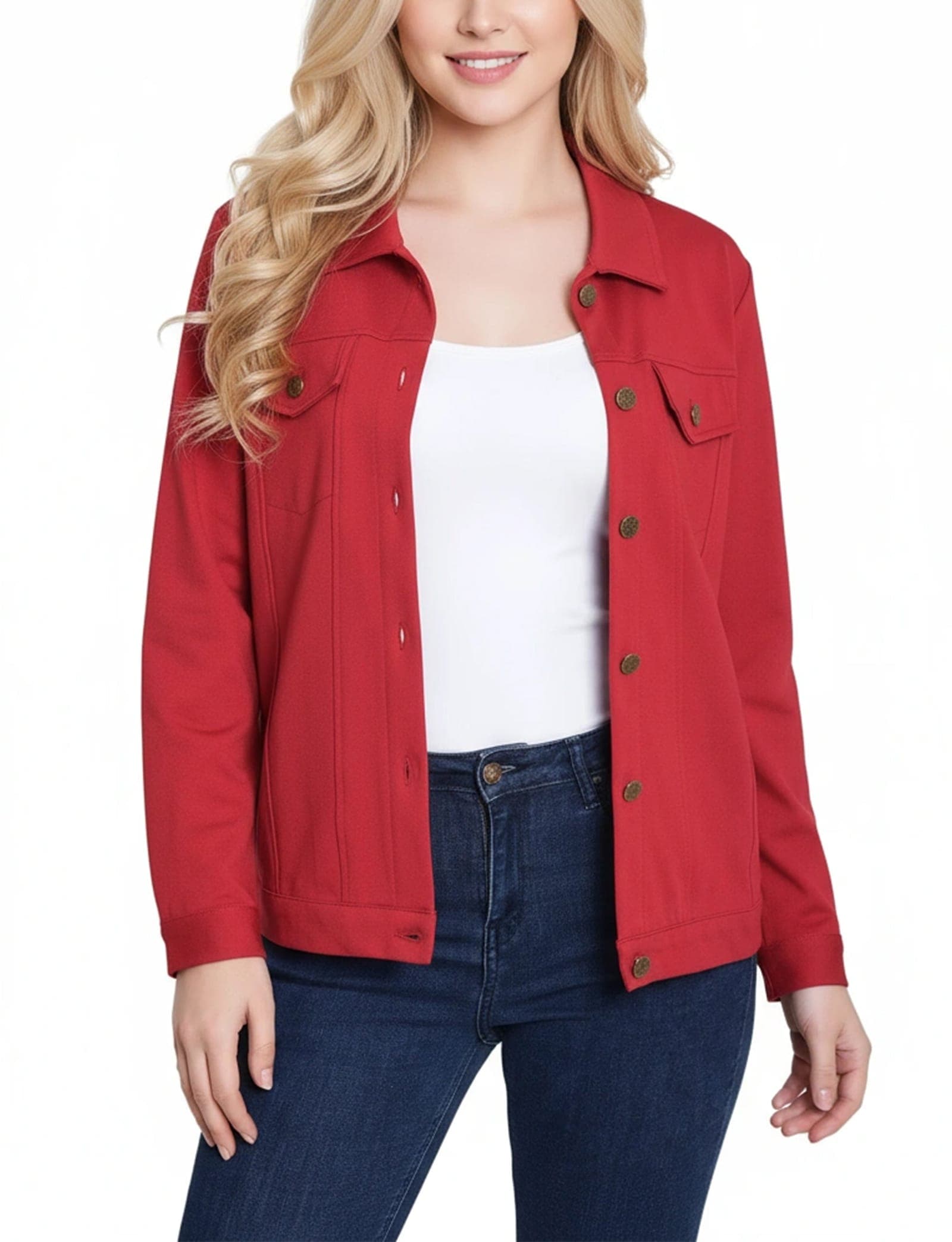 Petite Long Sleeve Ponte Cropped Jacket