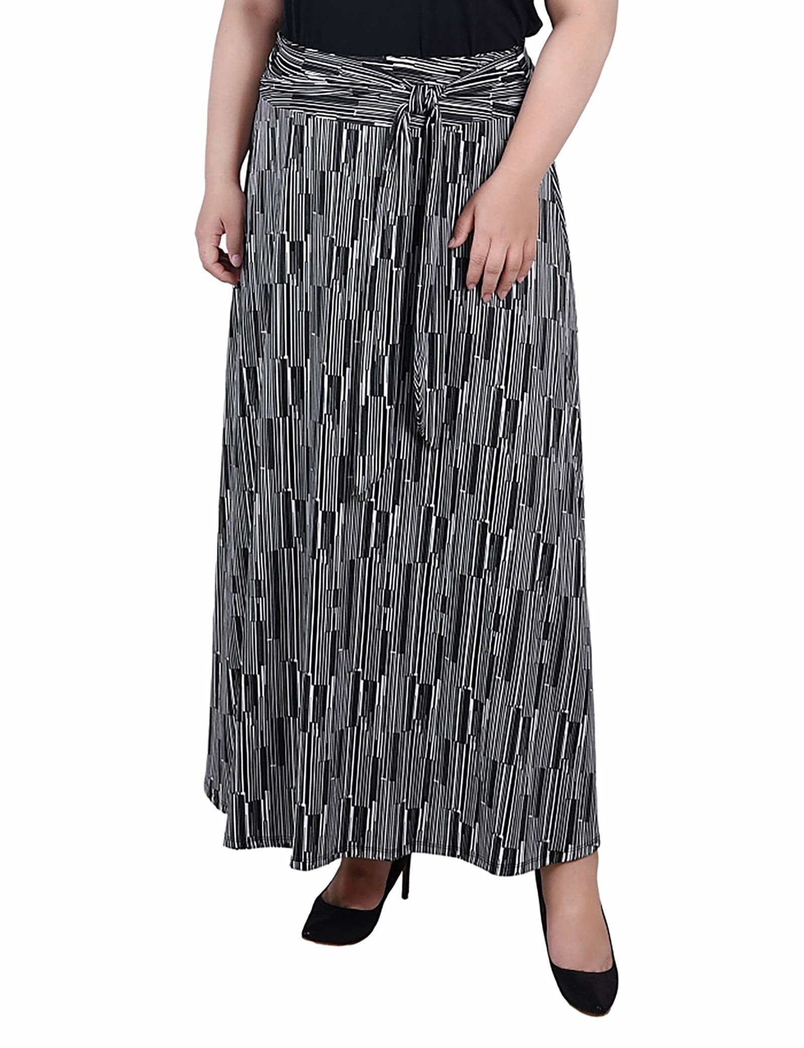 Plus Size Maxi Skirt with Sash Waist Tie