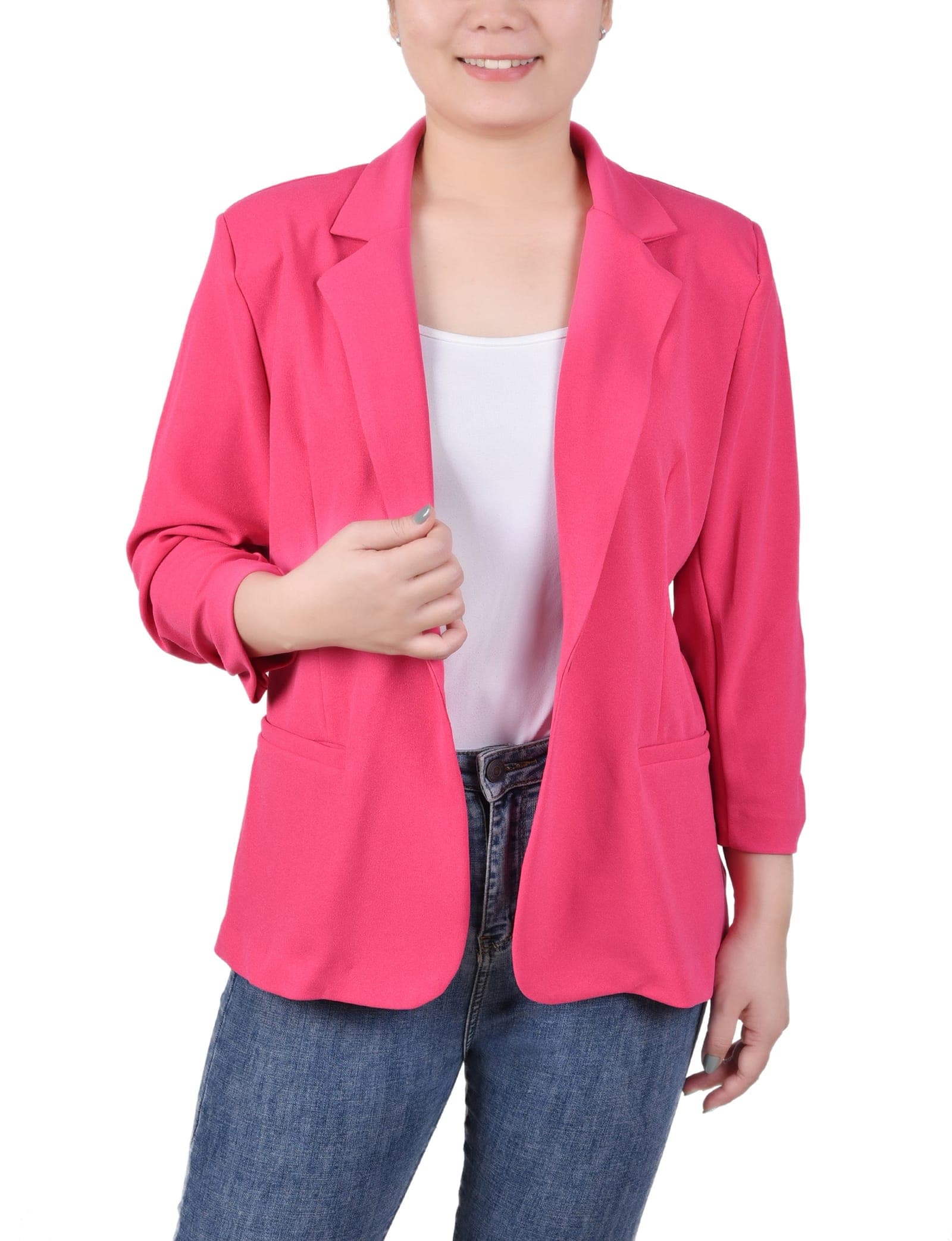 Plus Size Long Sleeve Scuba Crepe Jacket