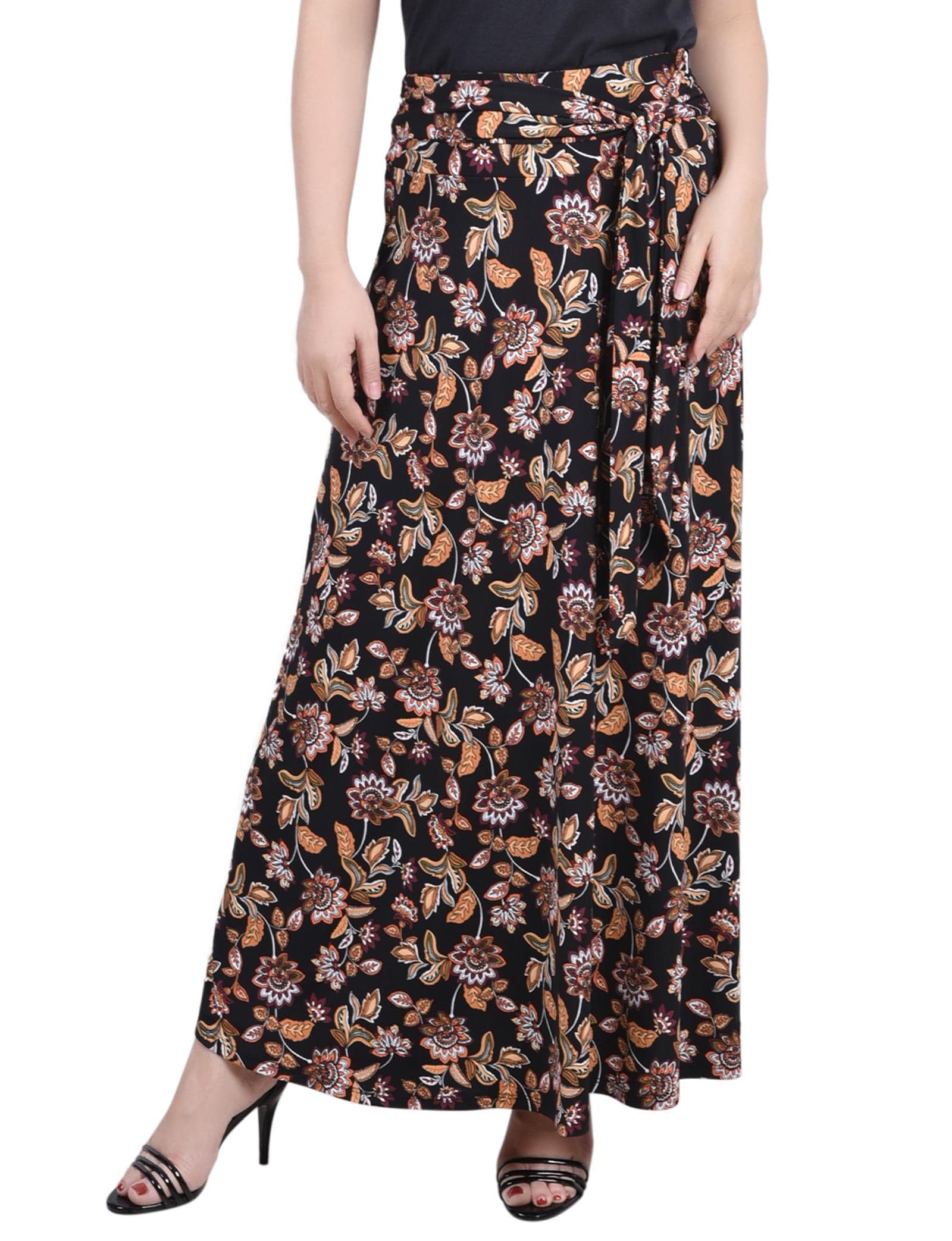 Petite Maxi Skirt with Sash Waist Tie