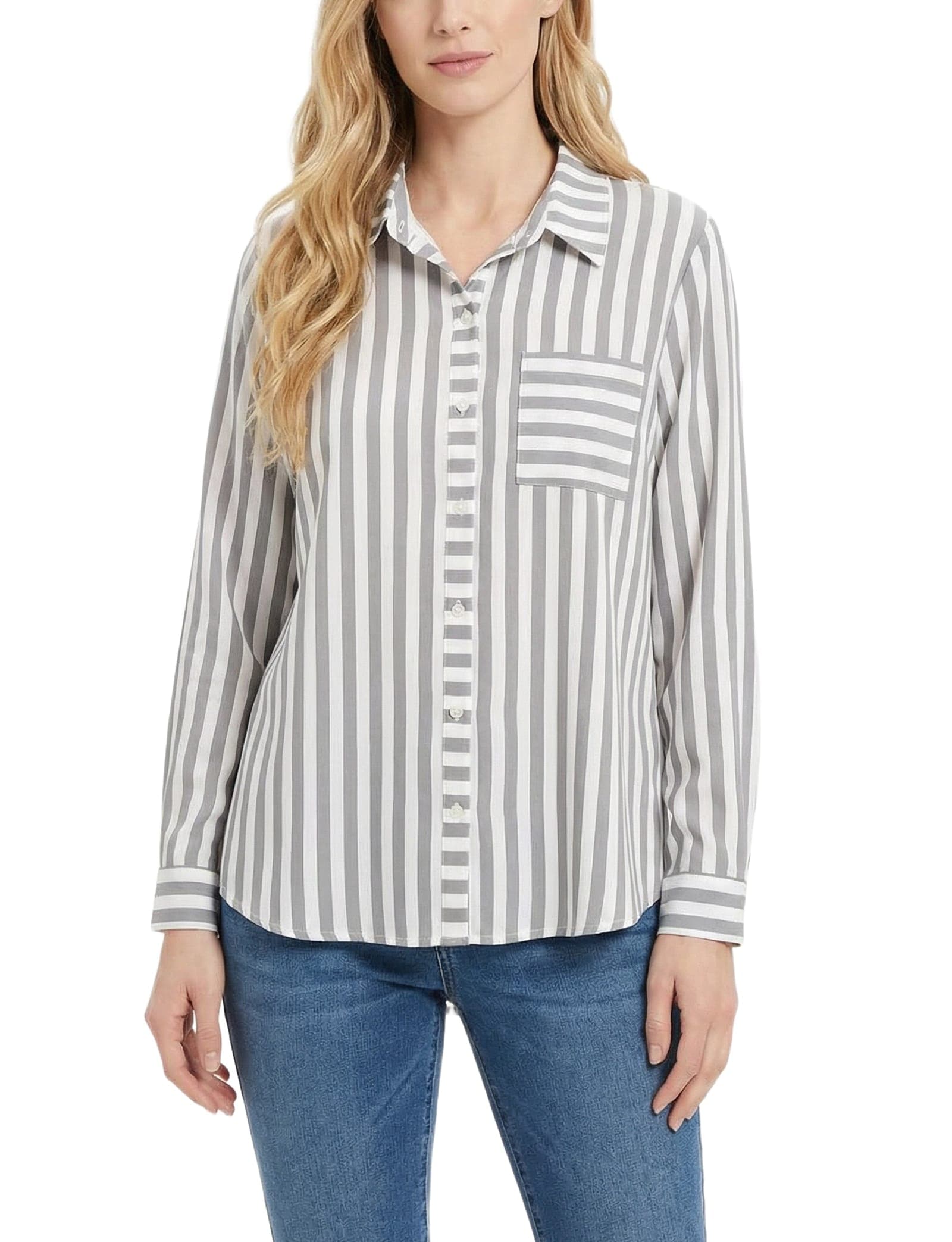 Long Sleeve Blouse with Chest Pocket