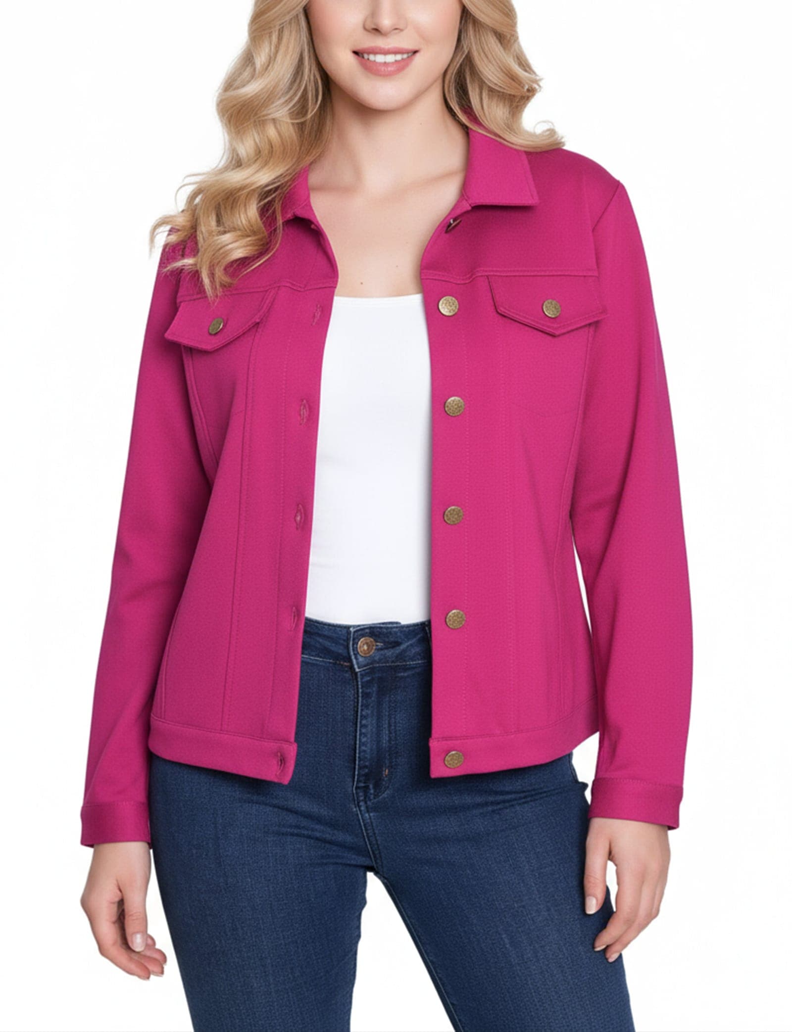Petite Long Sleeve Ponte Cropped Jacket