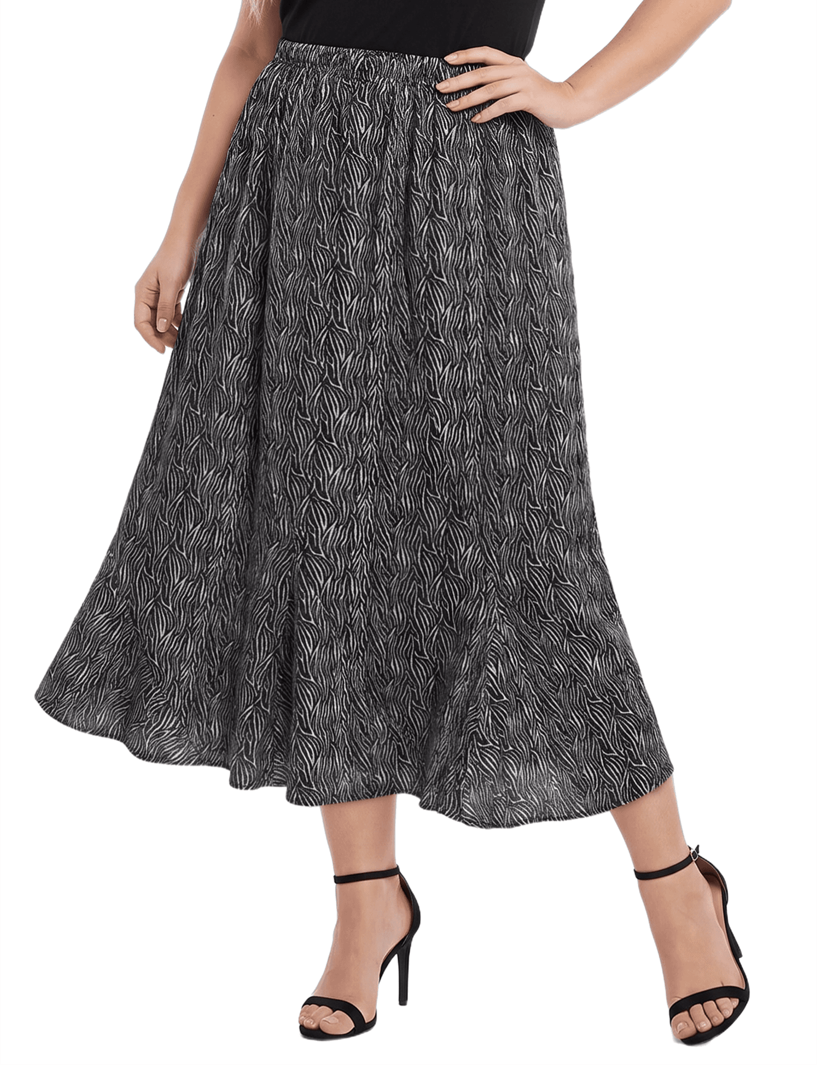 Plus Size Hacci a-Line Skirt with Godets