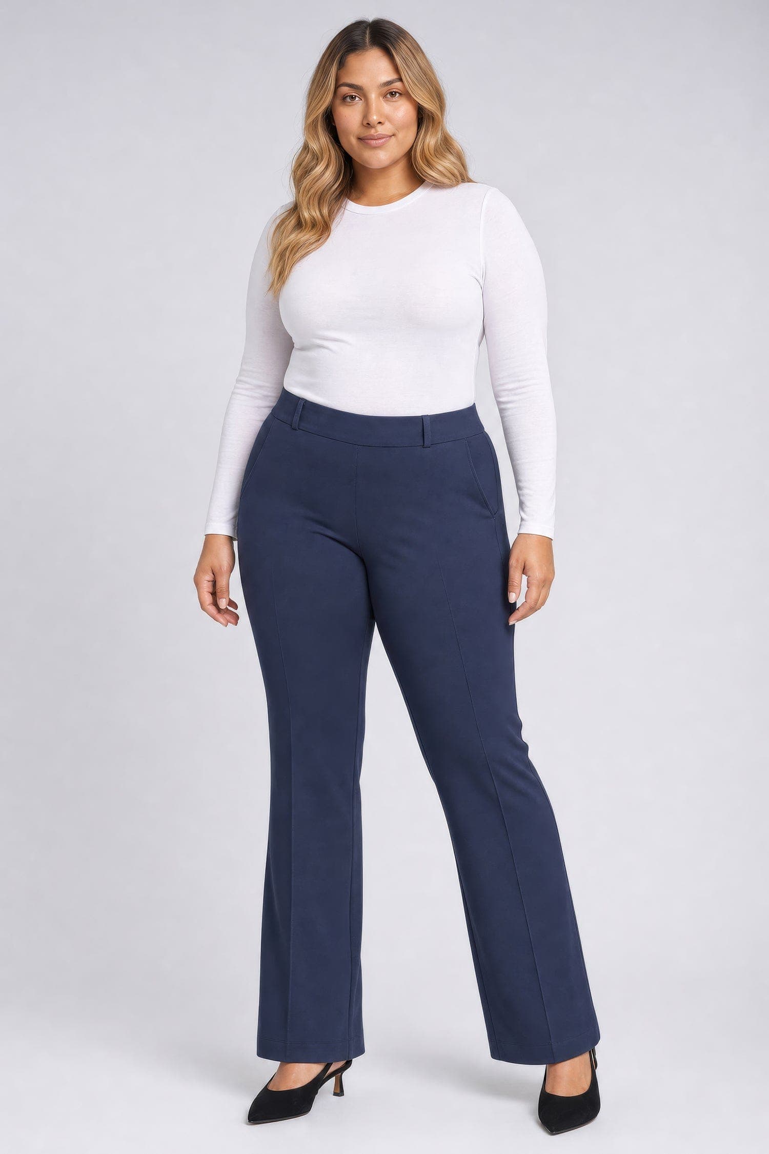 Pull-on Flared Trouser Pants in Plus Size