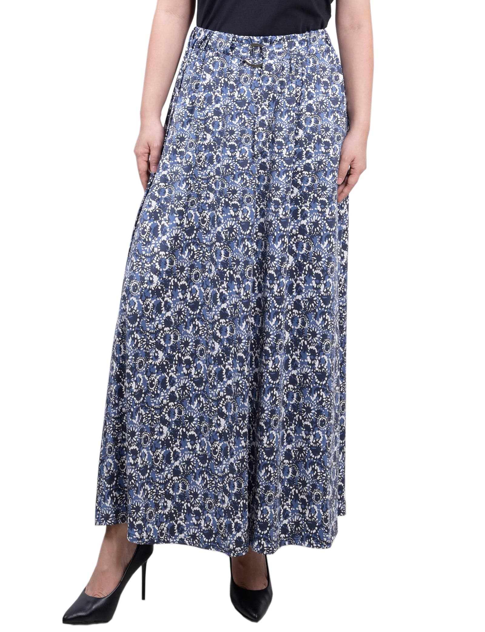 Ring Detail Midi-Length Skirt