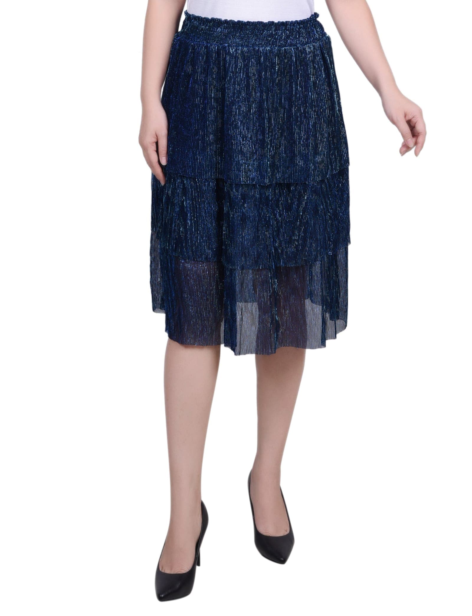 Petite Tiered Mesh Plisse Skirt