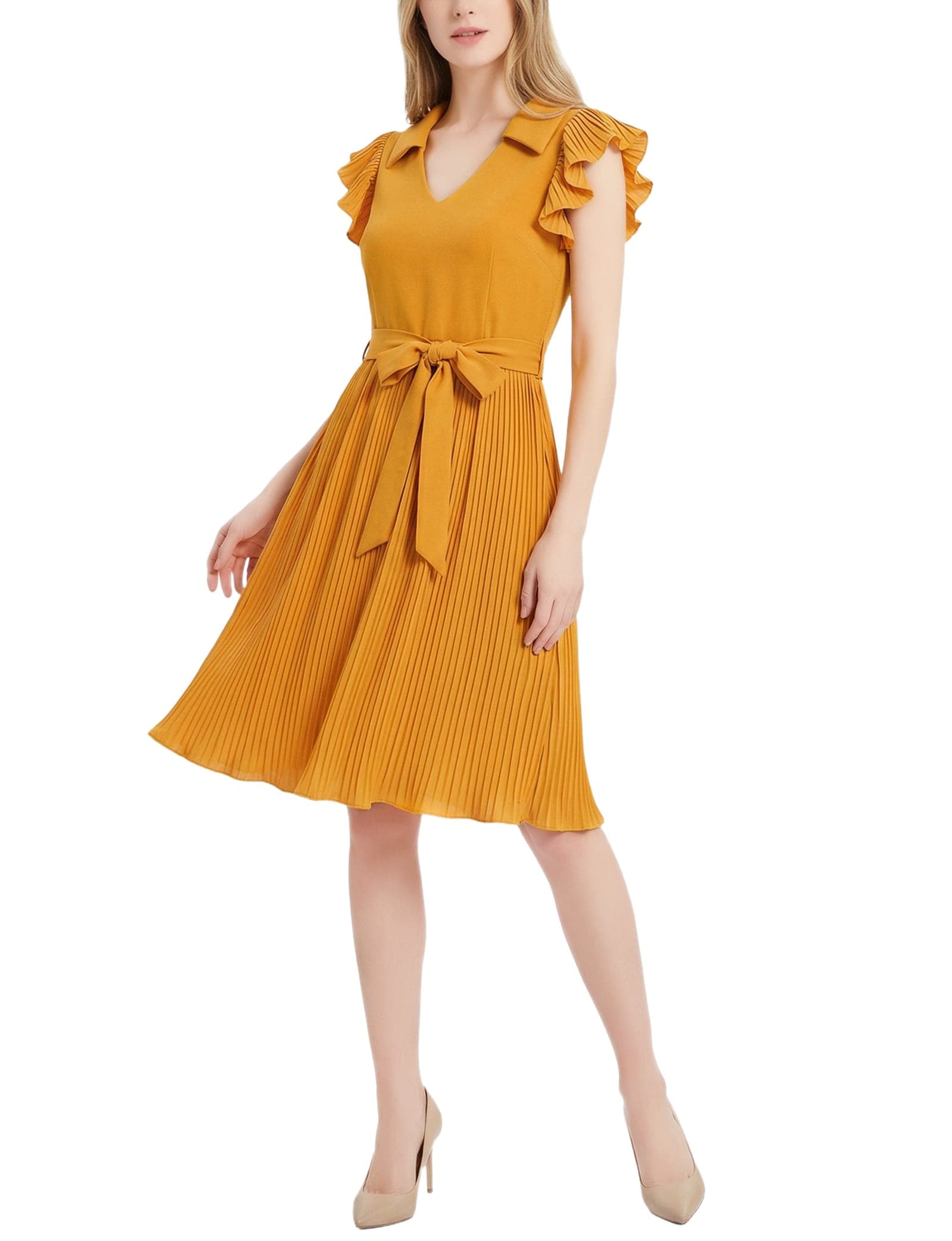 Plissé Pleated Short Sleeve Dress