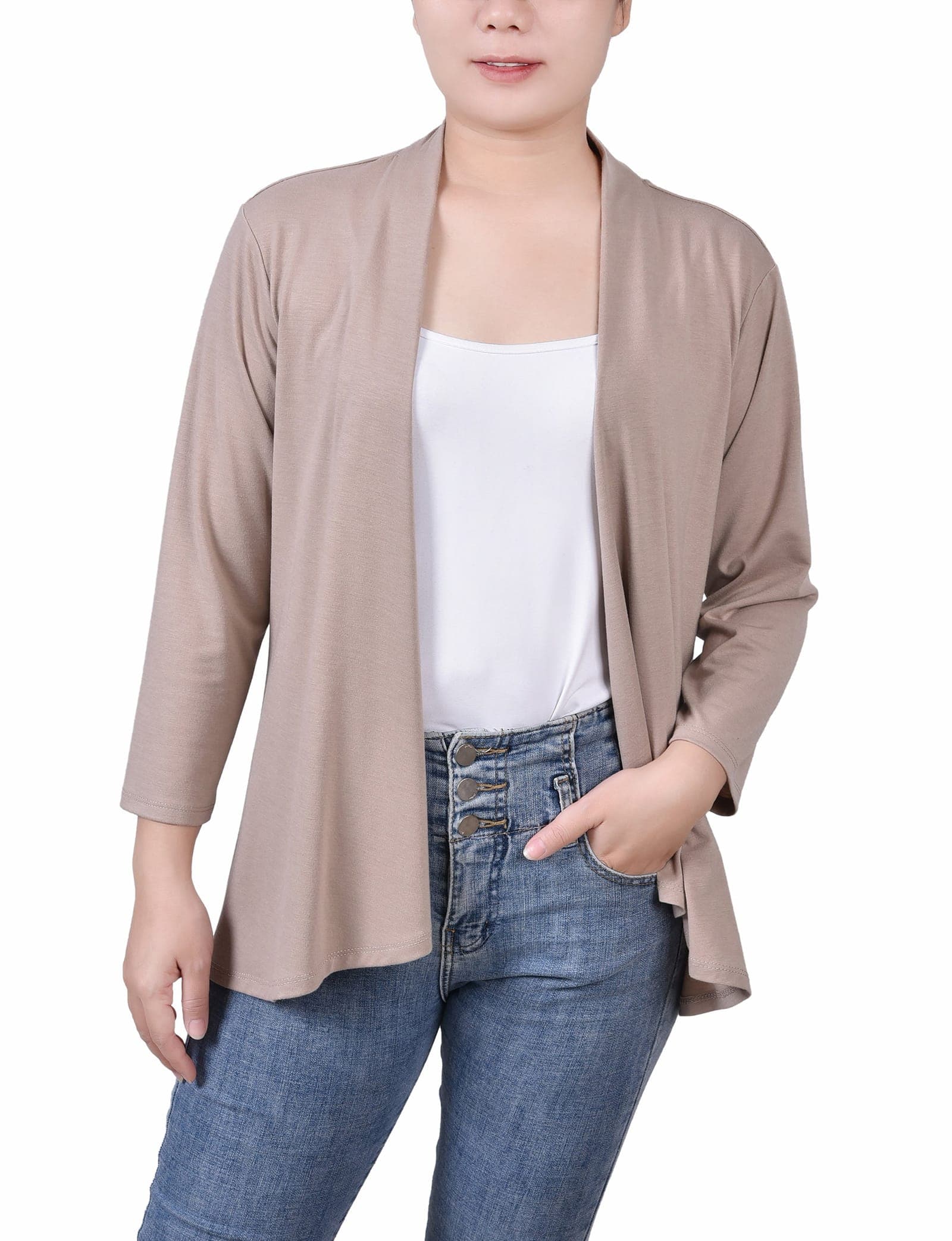 Solid 3/4 Sleeve Cardigan
