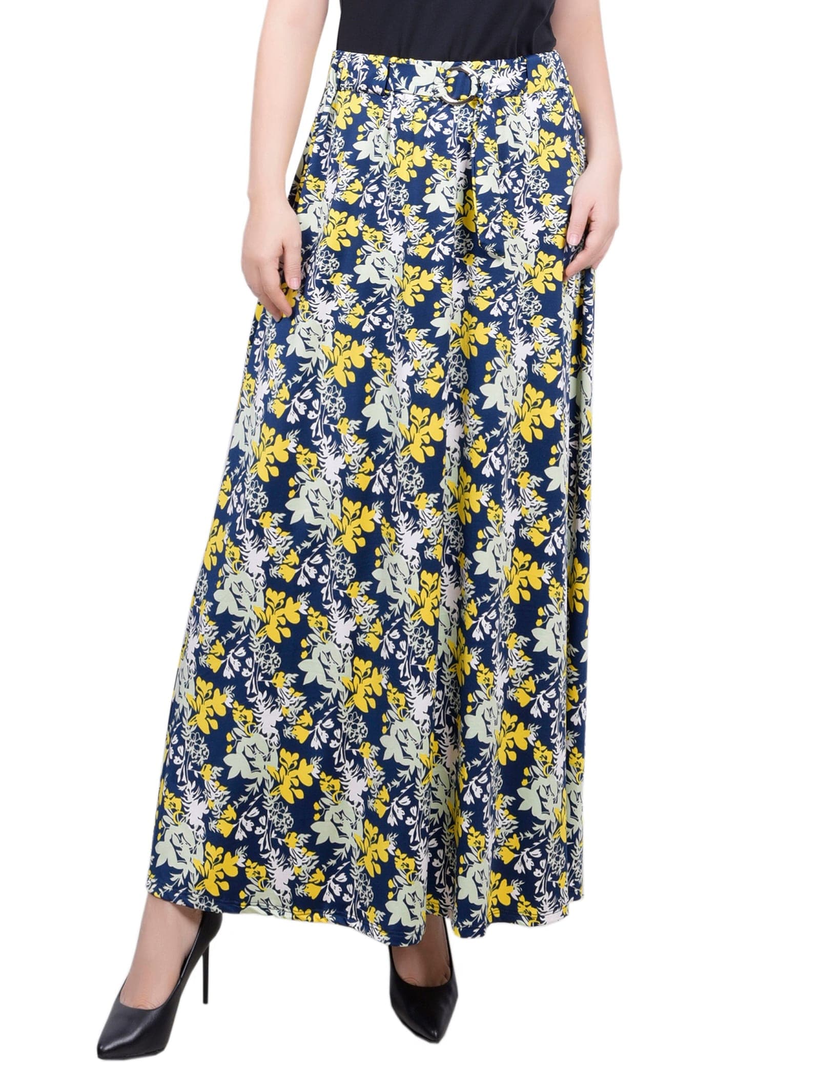 Ring Detail Midi-Length Skirt