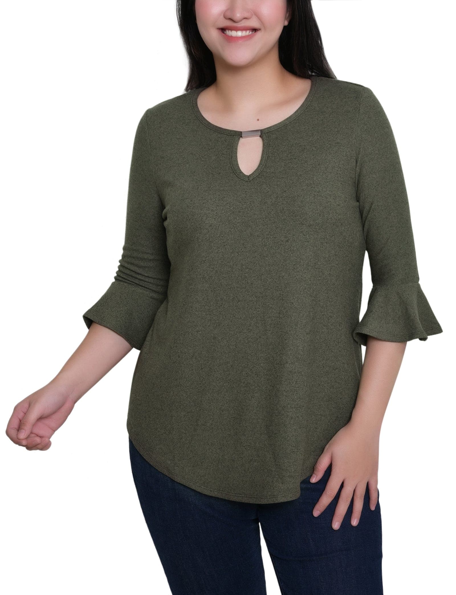 3/4 Bell Sleeve Top with Hardware