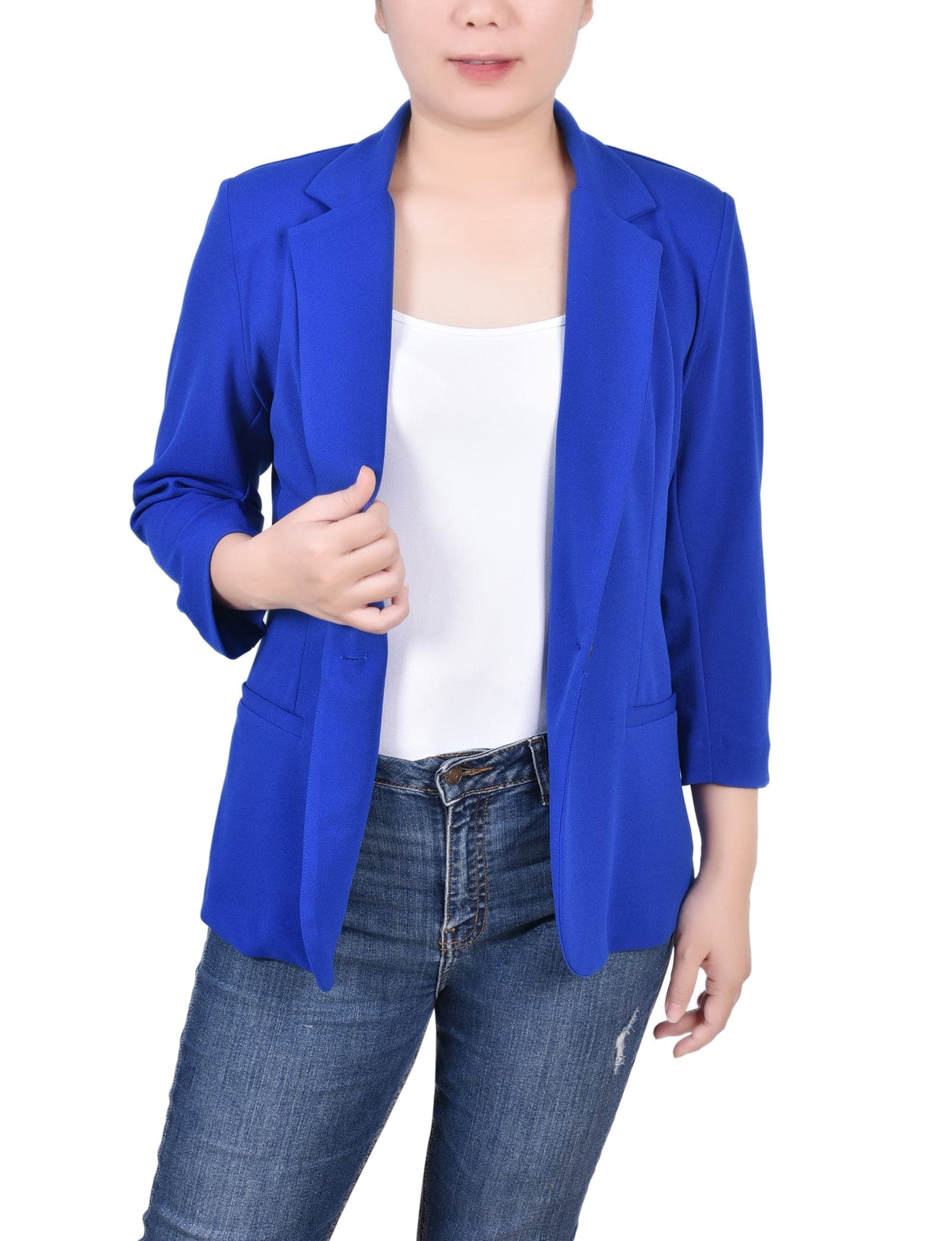 Plus Size Long Sleeve Scuba Crepe Jacket