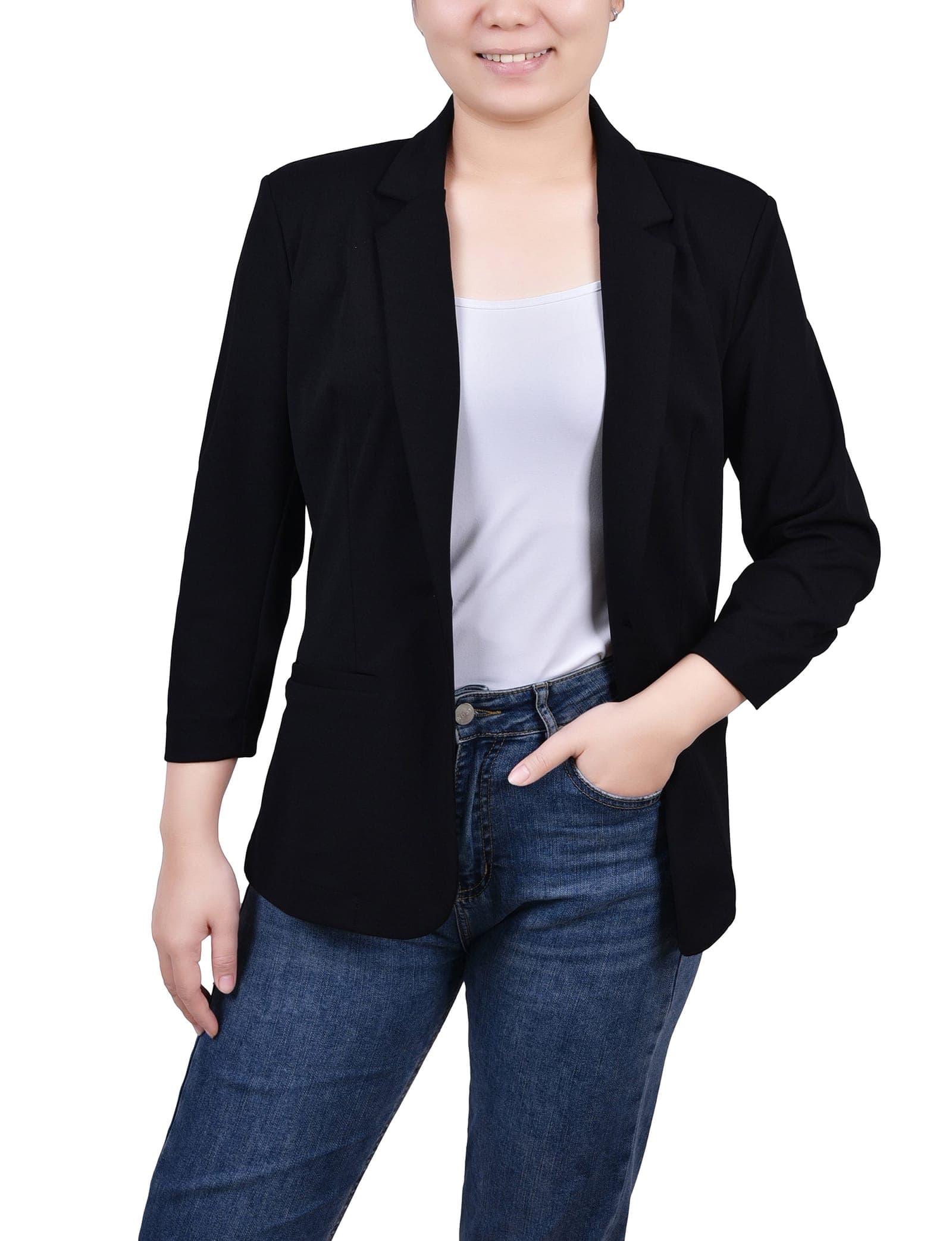 Plus Size Long Sleeve Scuba Crepe Jacket