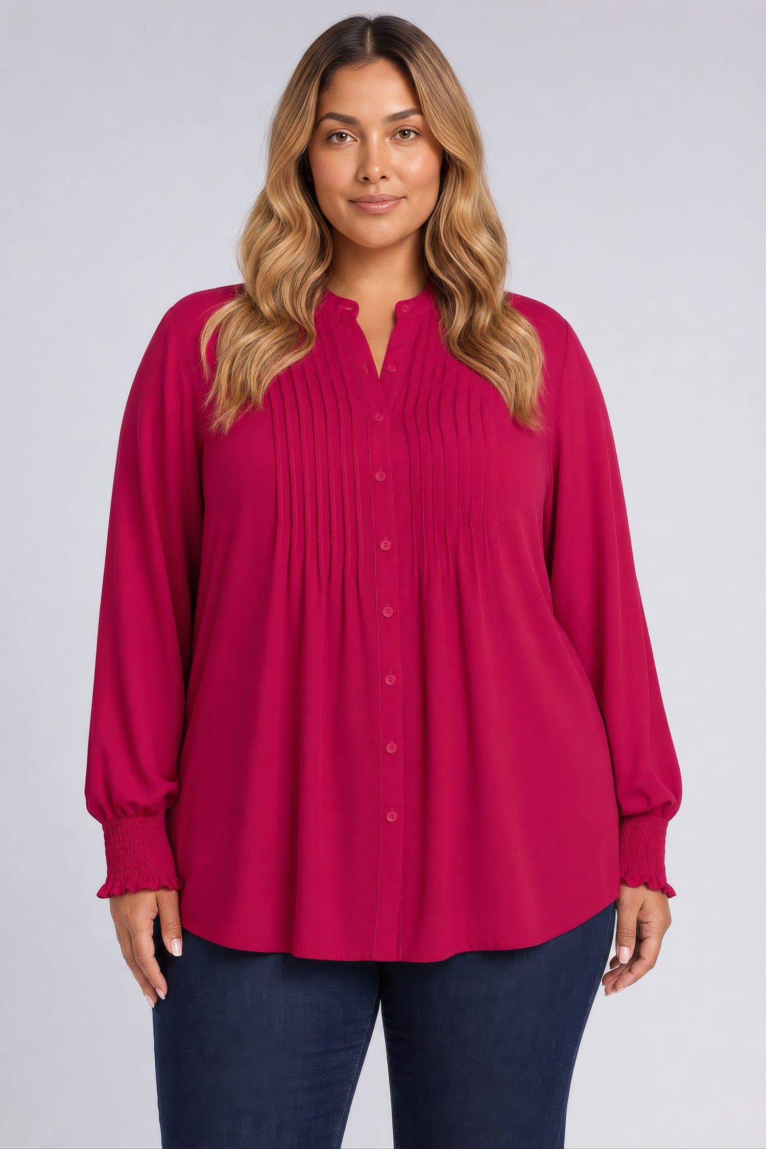 Pleated Peasant Blouse in Plus Size