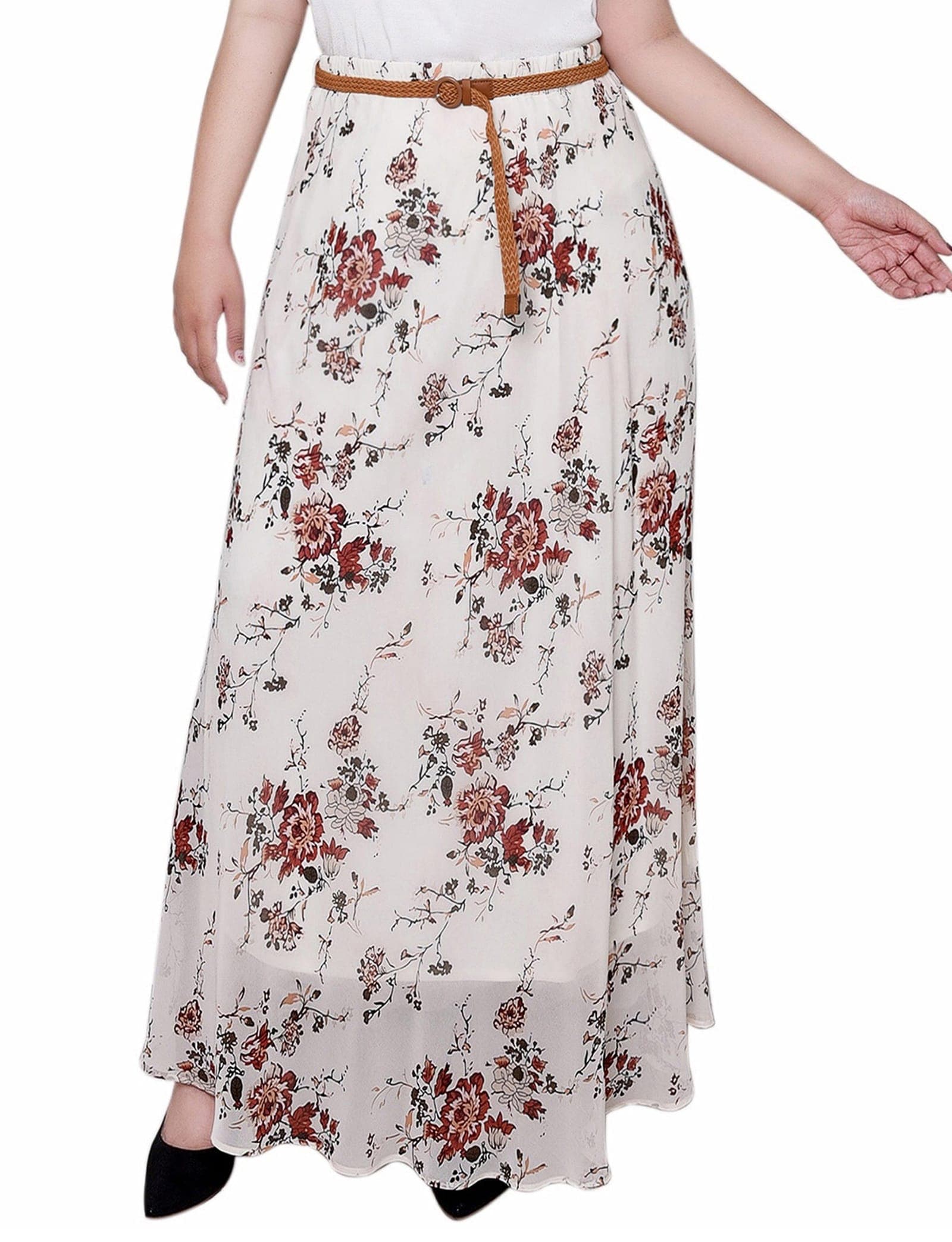 Plus Size Chiffon Maxi Skirt