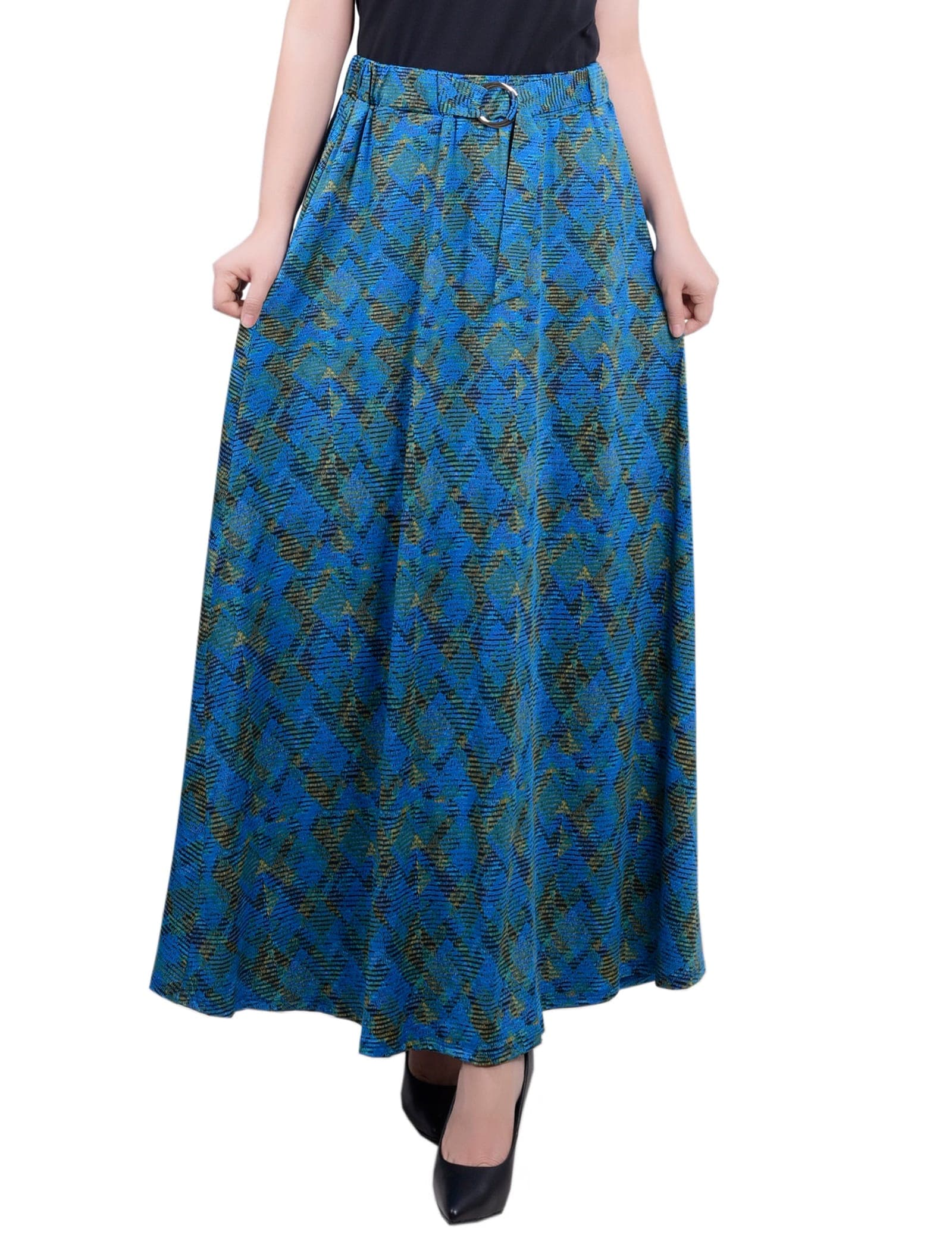 Petite Ring Detail Midi-Length Skirt