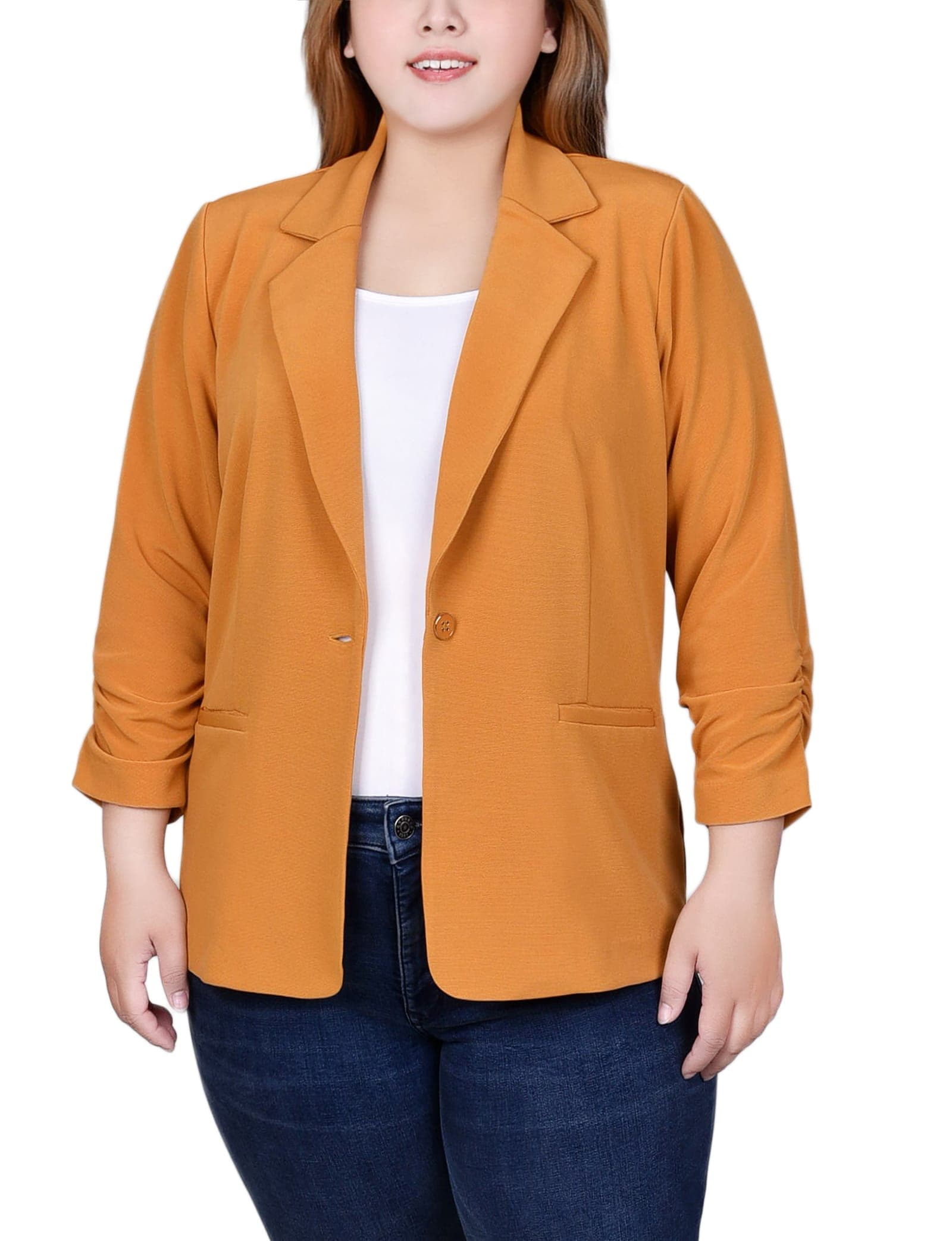 Plus Size Long Sleeve Scuba Crepe Jacket